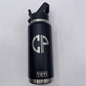 Yeti Rambler 36 OZ Bottle Black Flip Sup Cap SEE PICS Dent Scratching ENGRAVED